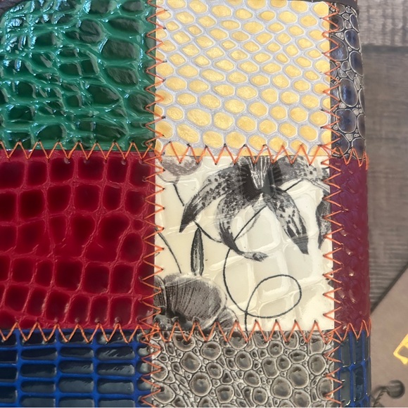 Treska Patchwork Billfold Wristlet Faux Leather Zip Closure Multicolor NWT - Picture 7 of 10